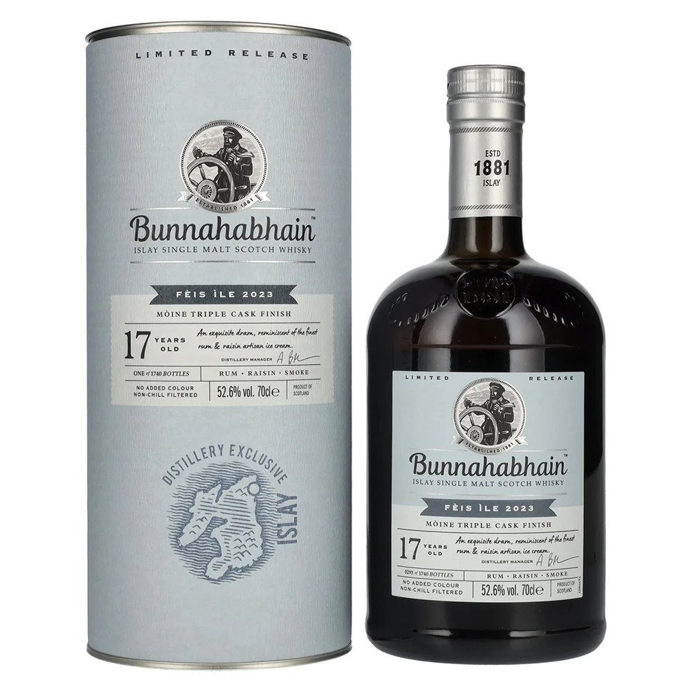Škotski viski Bunnahabhain 17y Single Malt MOINE TRIPLE CASK Limited Release Feis Ile 2023 + GB 0,7 l