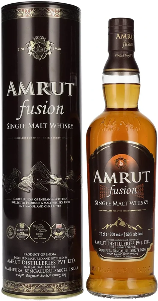 Indijski viski Amrut Indian Fusion Single malt poklon kutija 0,7 L