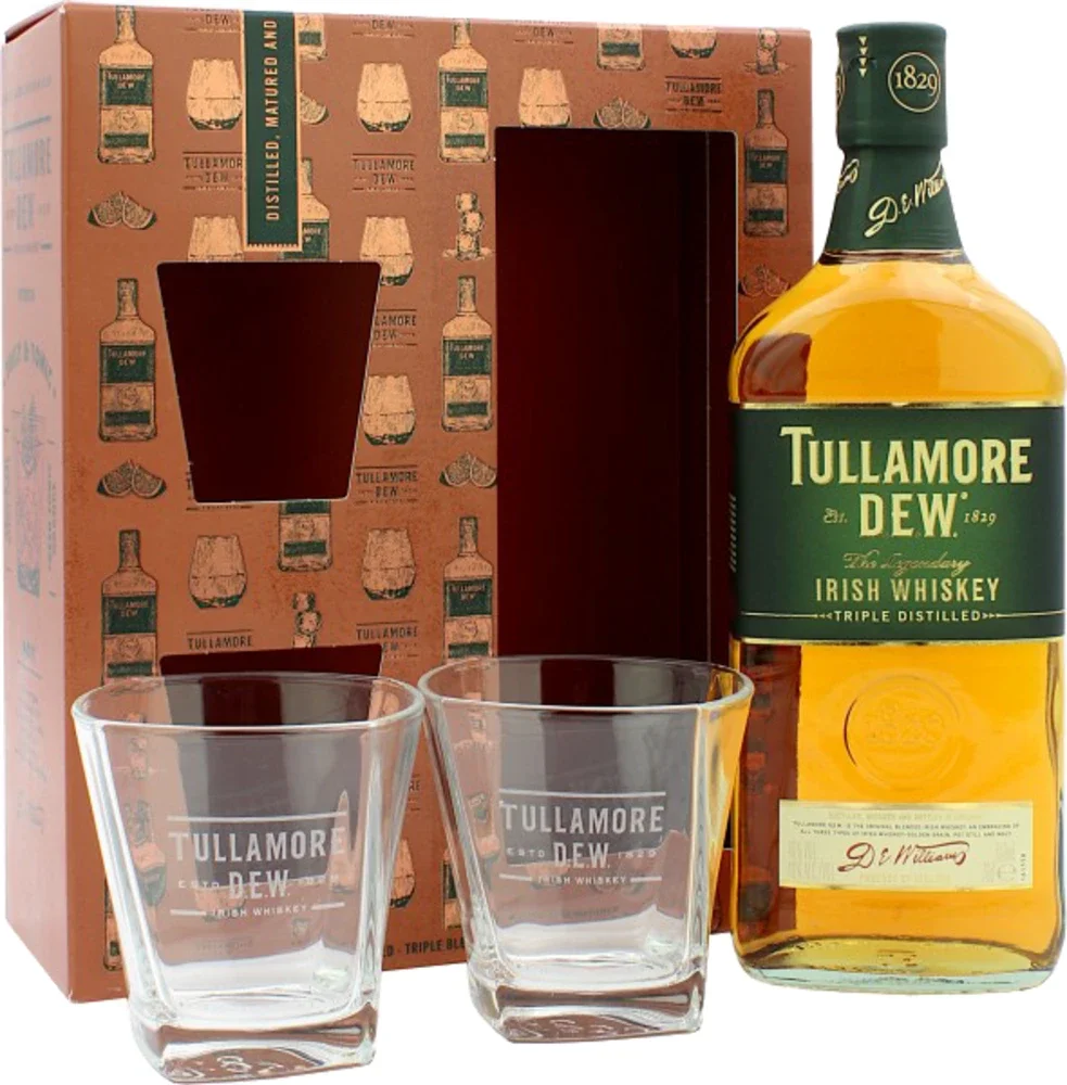 Irski viski Tullamore Dew + 2 čaše poklon kutija 0,7 L