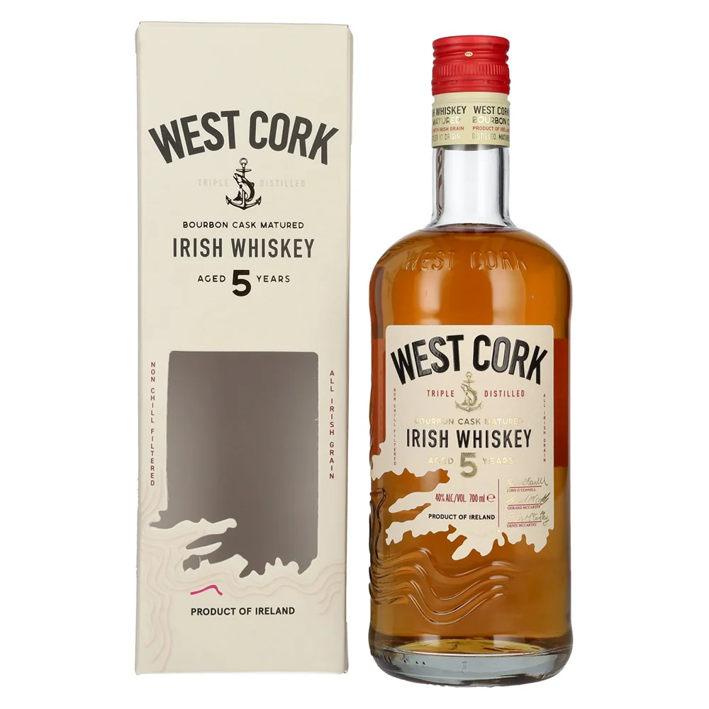 Irski viski West Cork Distillers 5y Bourbon Cask Finish poklon kutija 0,7 L