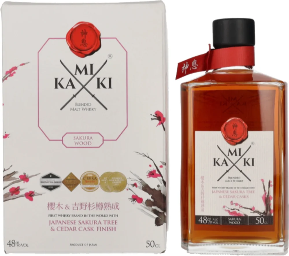 Japanski viski KAMIKI Blended Malt Whisky Sakura Cask Finish poklon kutija 0,5 L