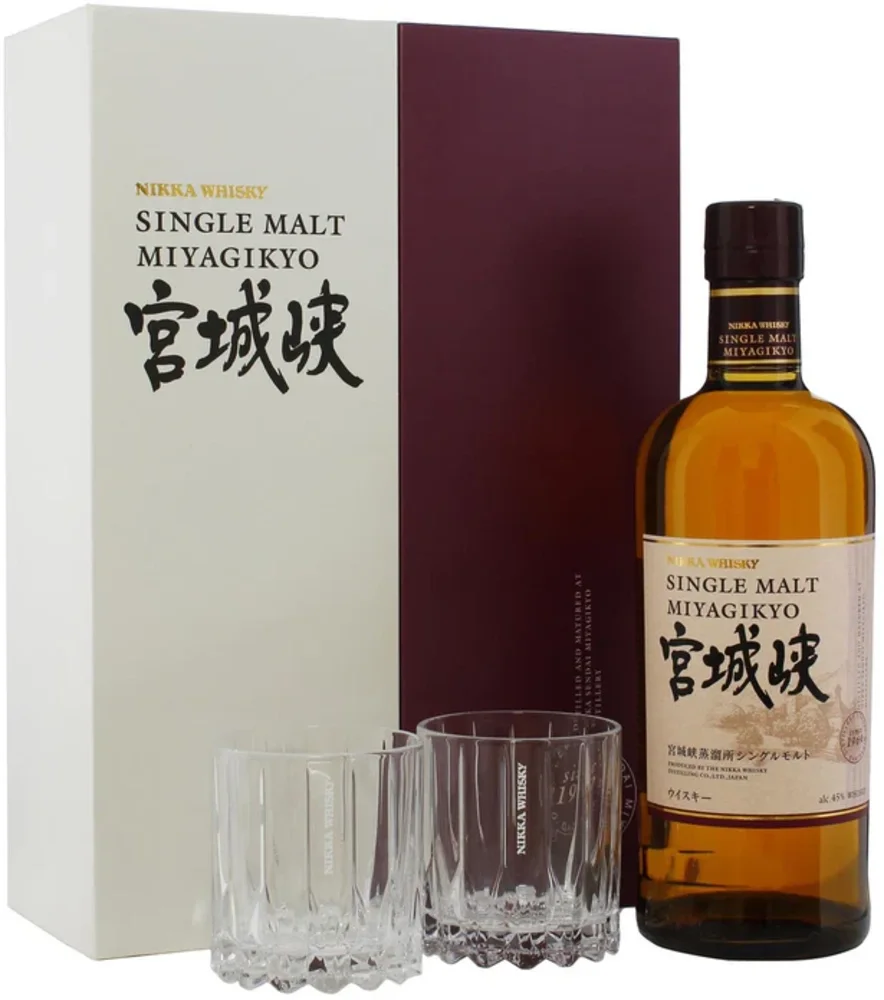 Japanski viski Nikka Miyagikyo Single malt + 2 čaše poklon kutija 0,7 L
