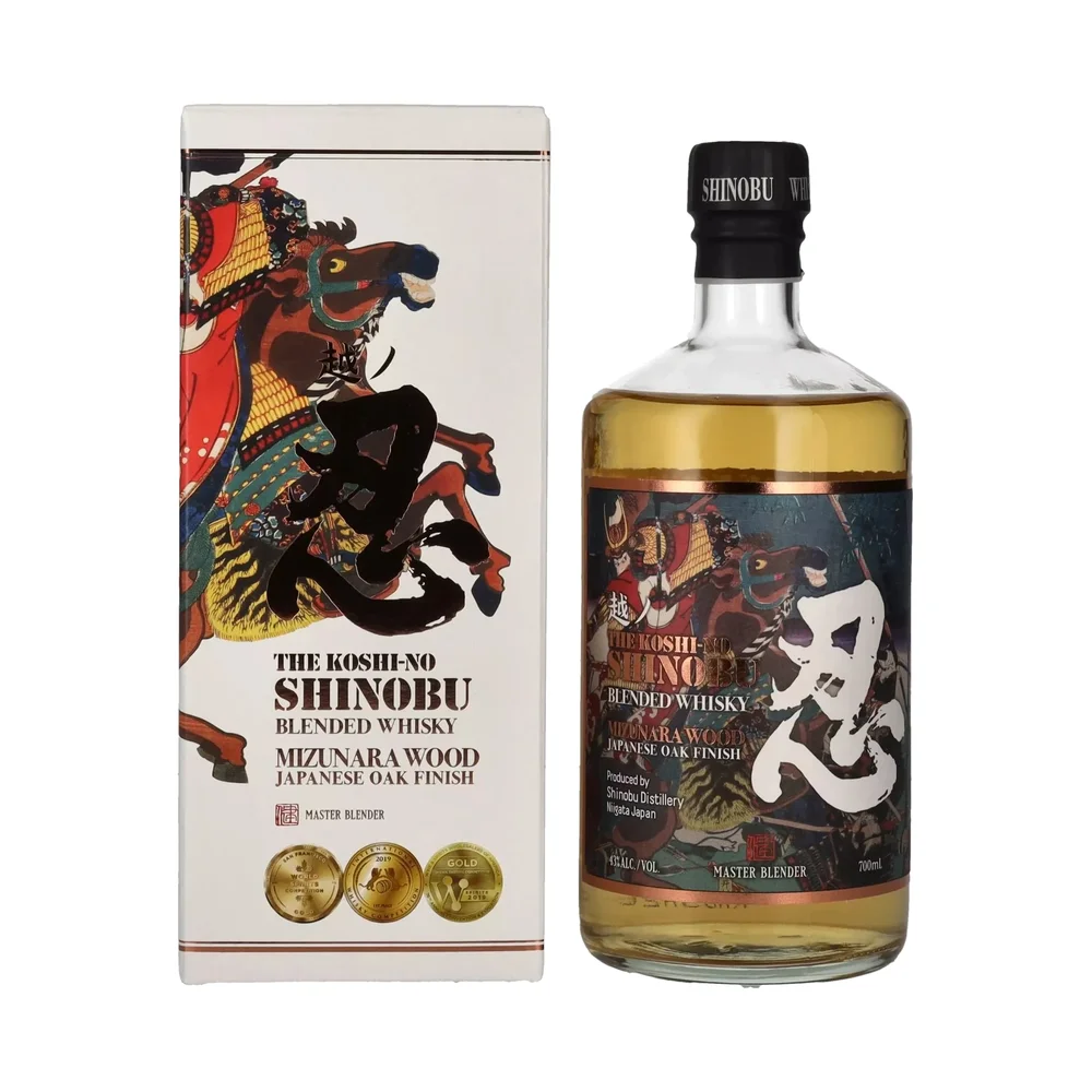 Japanski viski The Koshi-No Shinobu Blended Mizunara Oak Finish poklon kutija 0,7 L