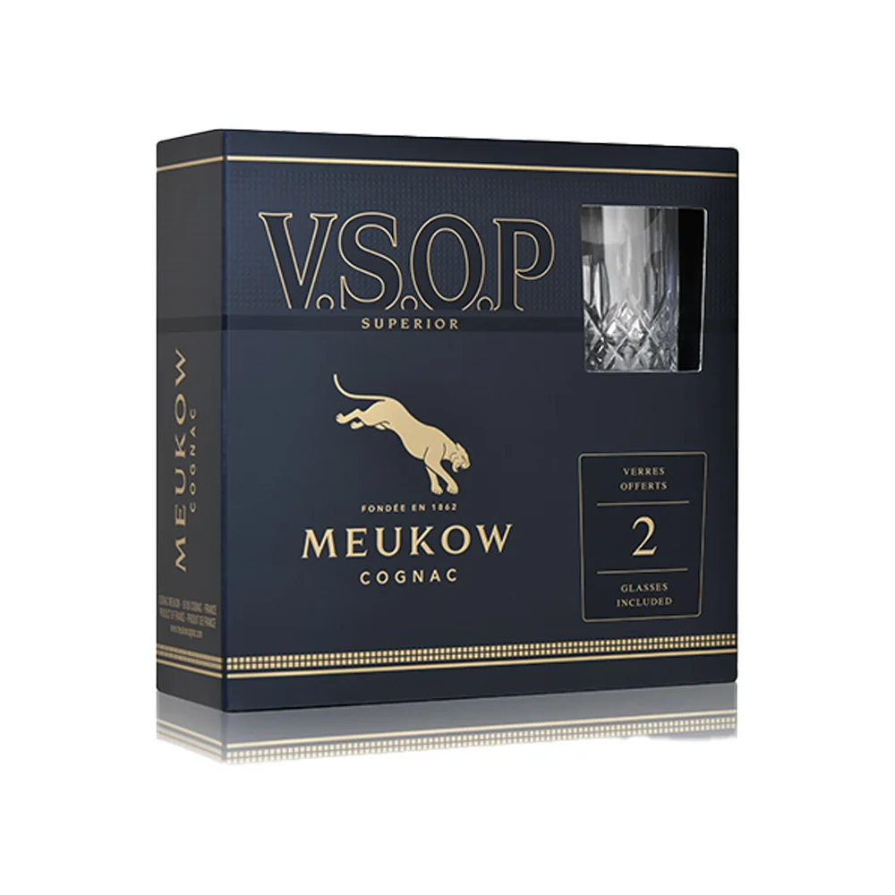 Konjak Meukow VSOP + 2 čaše poklon kutija 0,7 L