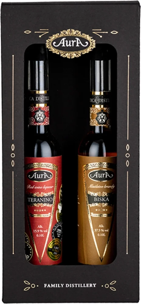 Poklon paket Box Rakija (Biska, Teranino) Aura poklon kutija 2 x 0,2 L