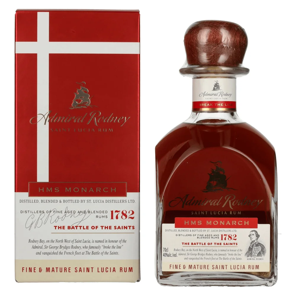 Rum HMS MONARCH Saint Lucia Admiral Rodney poklon kutija 0,7 L