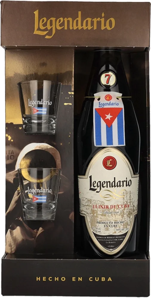 Rum Legendario Elixir 7 Y.O. poklon kutija + čaša 0,7 L