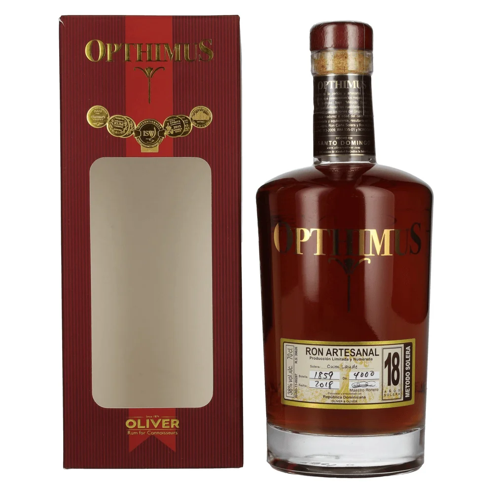 Rum Opthimus 18 Sistema Solera Cum Laude Ron Artesanal poklon kutija 0,7 L