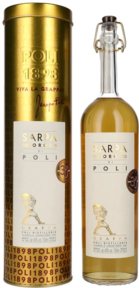 Voćna rakija Poli Grappa Sarpa Oro di Poli poklon kutija 0,7 L