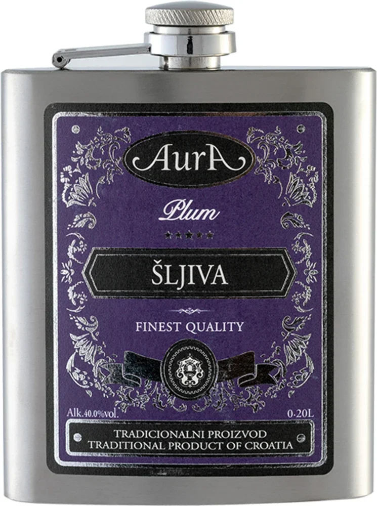 Voćna rakija Šljiva (sliva) Aura + flaška poklon kutija 0,2 L