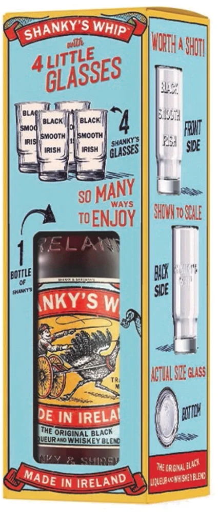 Whiskey liker Shanky´s Whip + 4 čaše poklon kutija 0,7 L