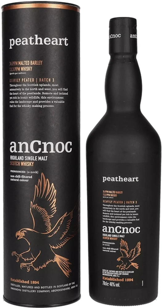 Škotski viski AnCnoc PeatHeart Heavily Peated Batch 3 poklon kutija 0,7 L