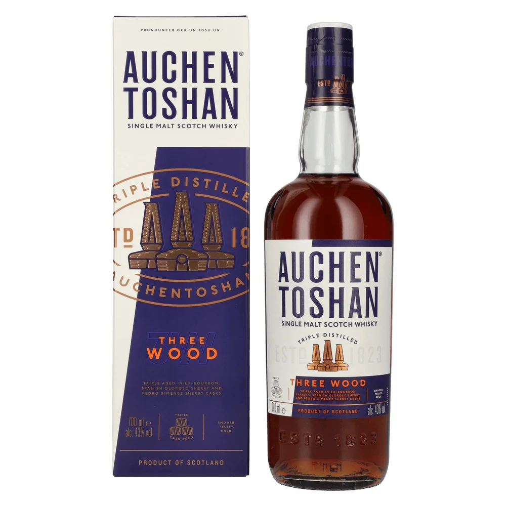 Škotski viski Auchentoshan Three Wood Single Malt Scotch poklon kutija 0,7 L