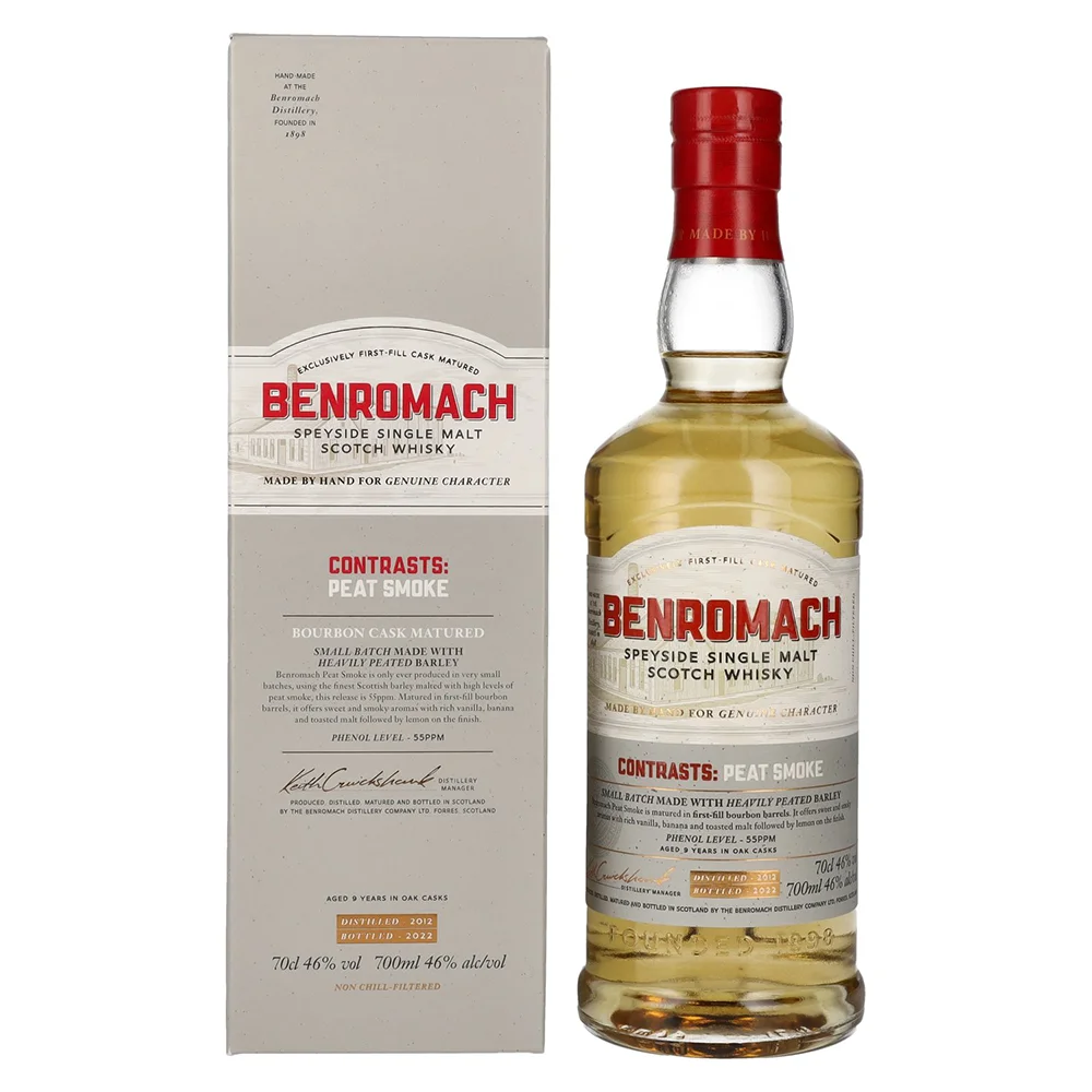 Škotski viski Benromach PEAT SMOKE Speyside Single Malt 2012 poklon kutija 0,7 L