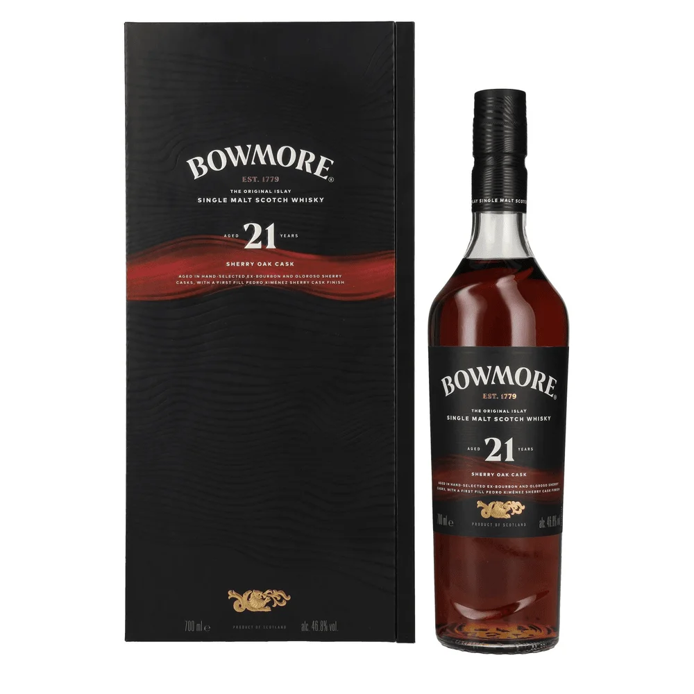 Škotski viski Bowmore 21 Years Old Sherry Oak Cask Islay Single Malt poklon kutija 0,7 L