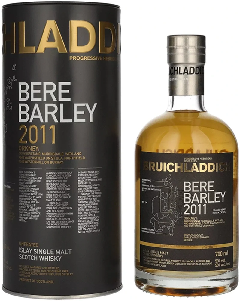 Škotski viski Bruichladdich BERE BARLEY 10y 2011 poklon kutija 0,7 L