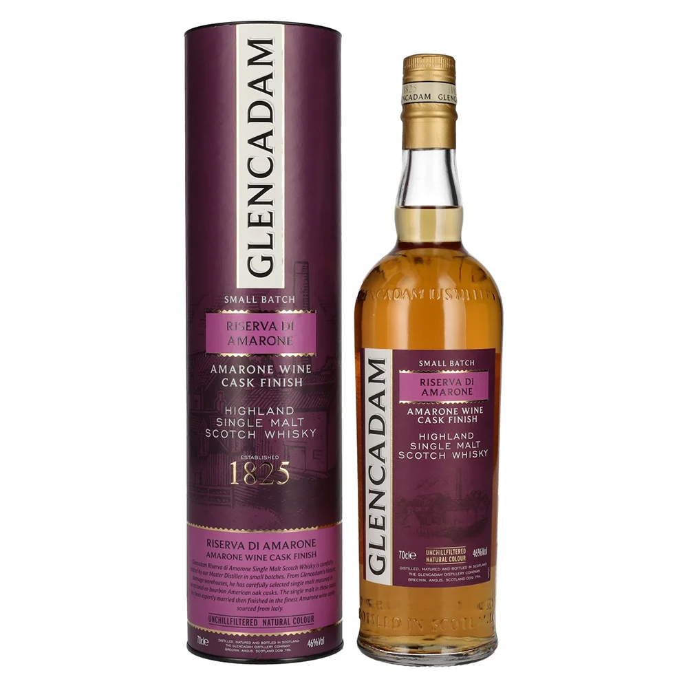 Škotski viski Glencadam Riserva Di Amarone Single Malt Amarone Wine Cask Finish poklon kutija 0,7 L