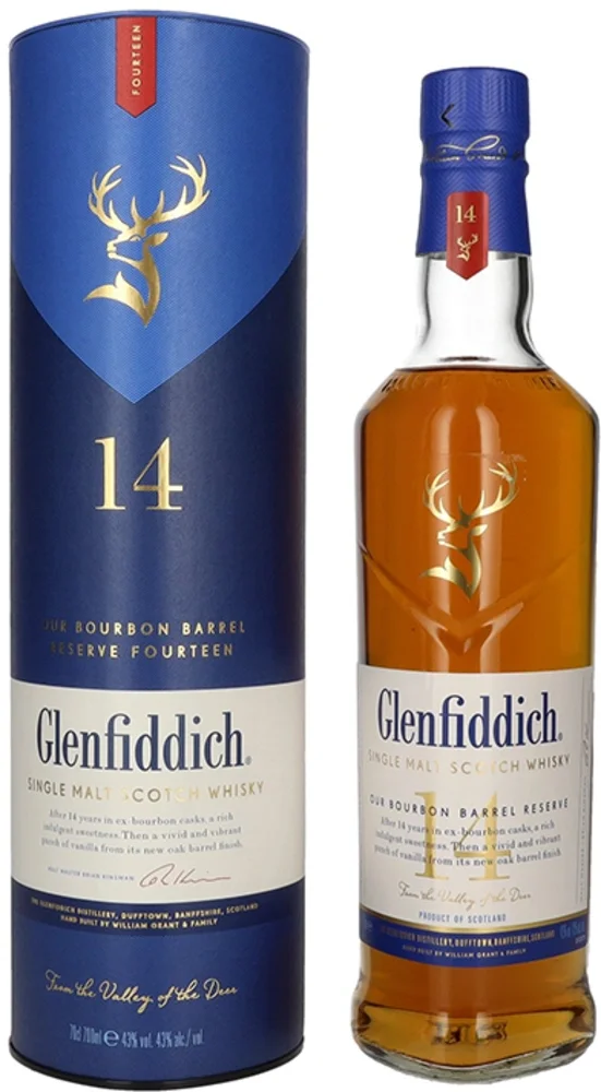 Škotski viski Glenfiddich 14 yo BOURBON BARREL RESERVE poklon kutija 0,7 L