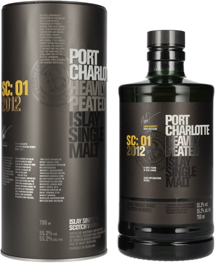 Škotski viski Port Charlotte SC:01 Heavily Peated Islay Single Malt 2012 poklon kutija 0,7 L