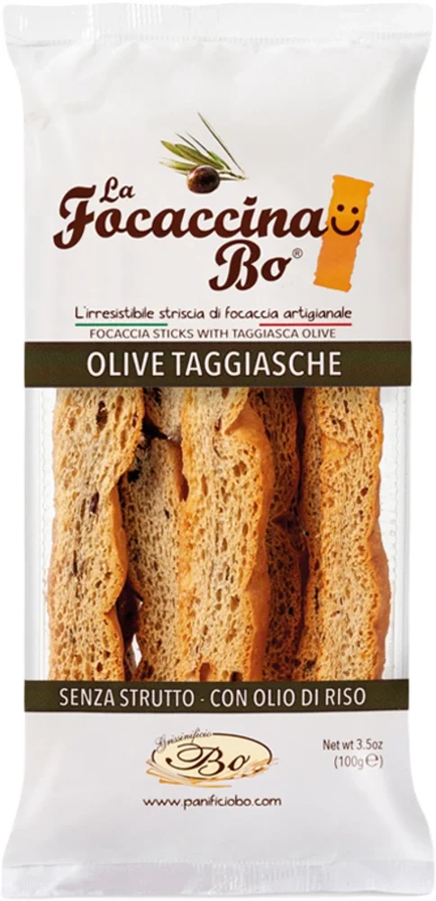 [DX7030] HRSKAVA FOCACCIA BO OLIVE TAGGIASCHE Grissinificio Bo 100 g
