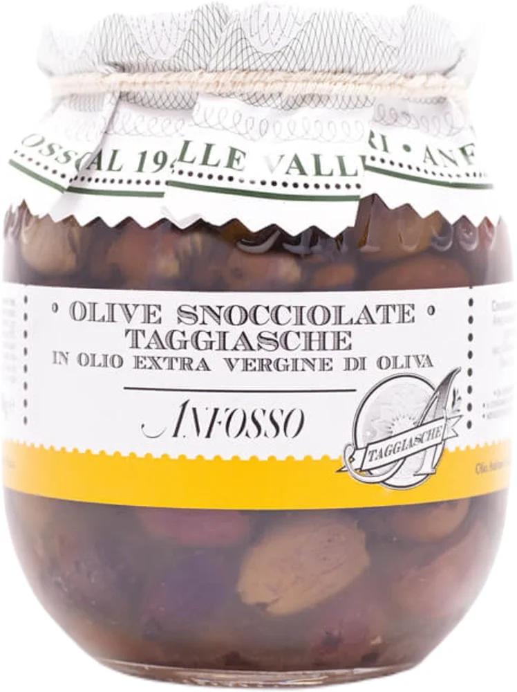 [DX645] OLIVE TAGGIASCHE u EKSTRA DJEVIČANSKOM MASLINOVOM ULJU OLIO ANFOSSO 185 g