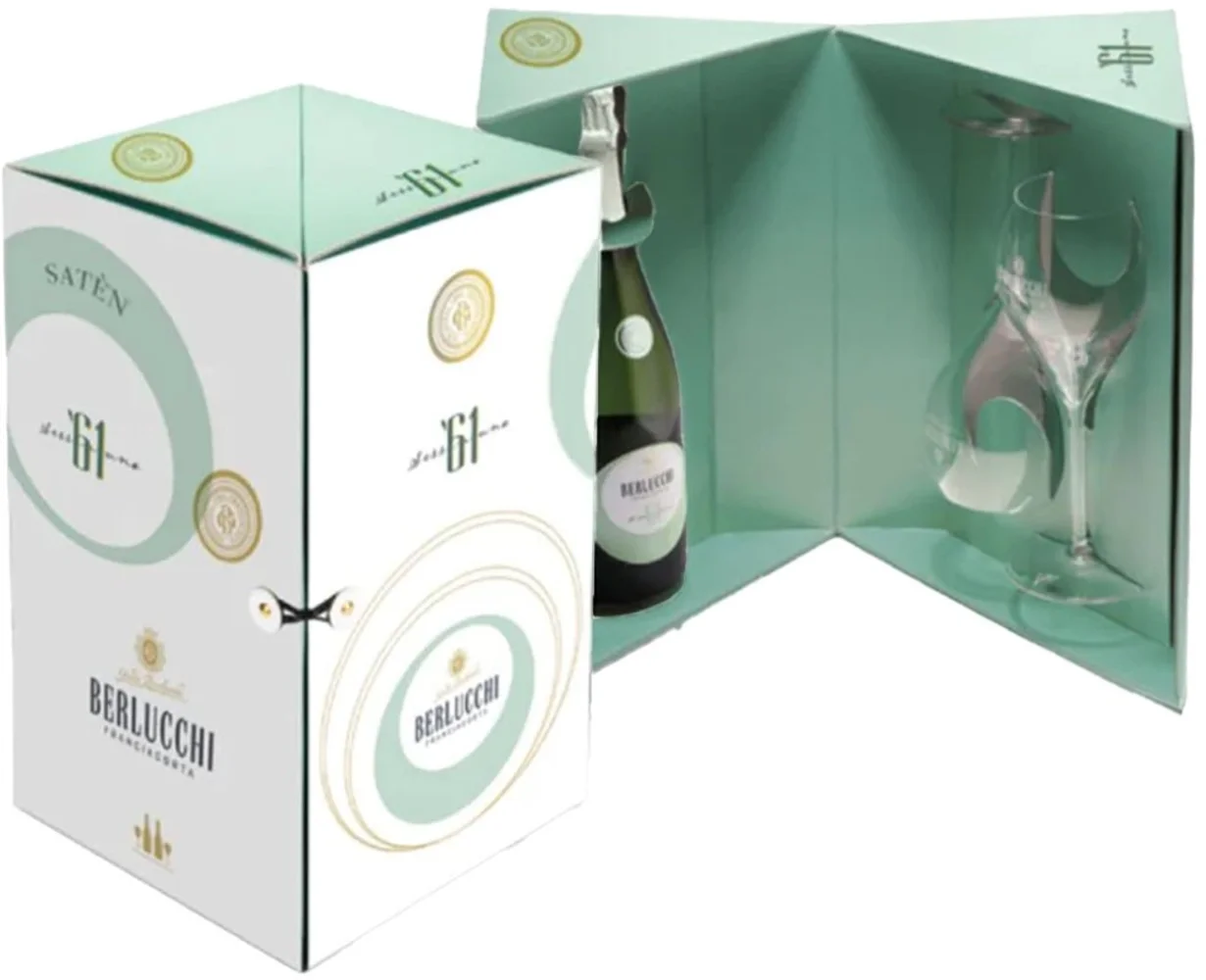[DX7274] Pjenušac Berlucchi Franciacorta 61 Saten + 2 čaše 0,75 L