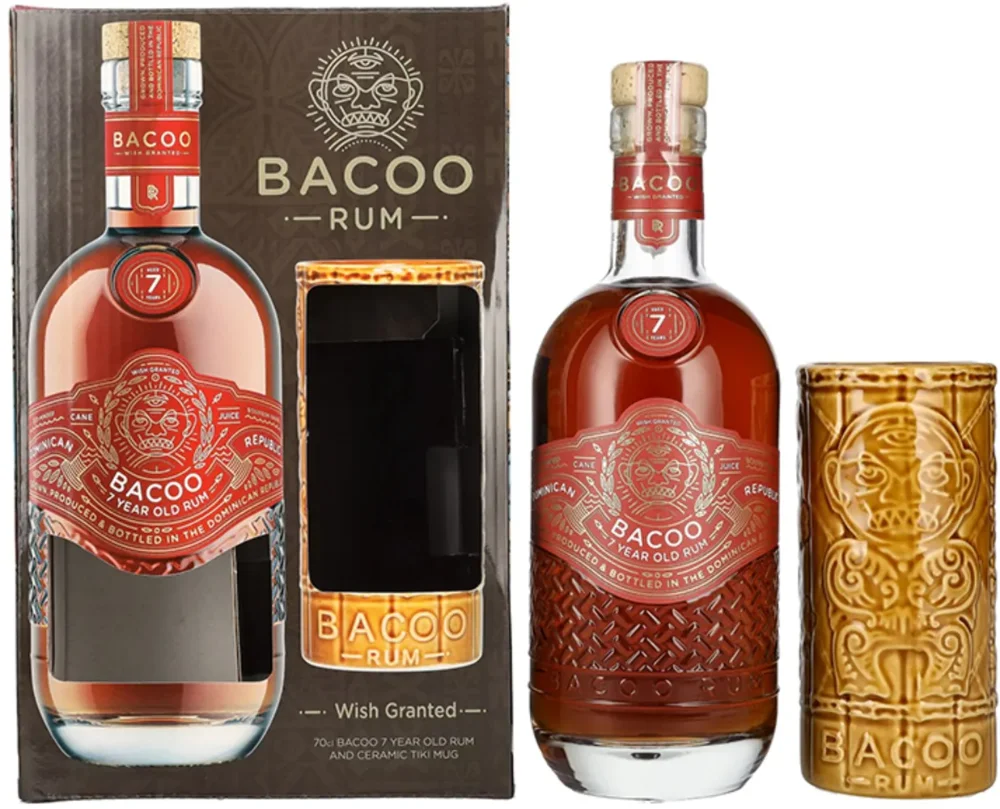 [DX8260] Rum Bacoo 7 years + čaša poklon kutija 0,7 L