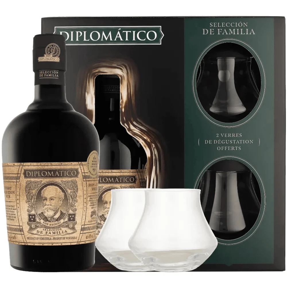 [DX826] Rum Diplomatico Seleccion de Familia + 2 čaše poklon kutija 0,7 L