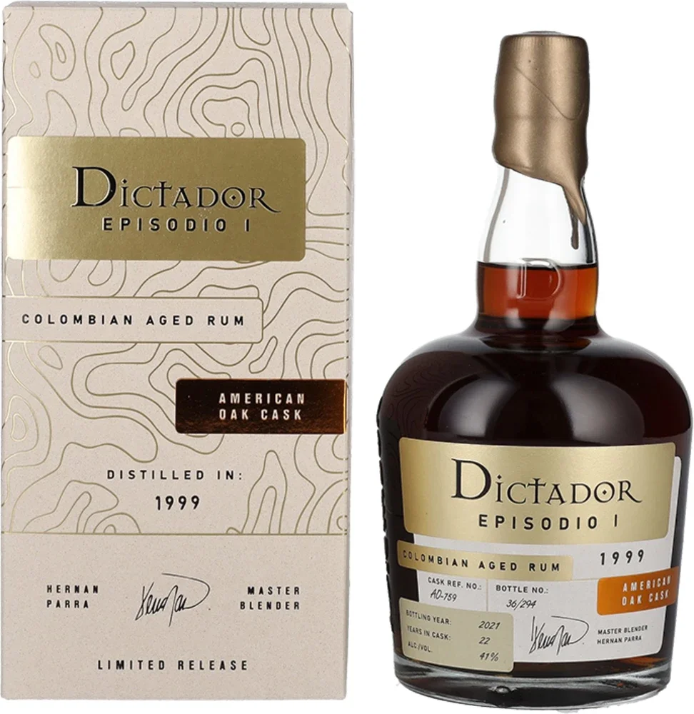 [DX614] Rum EPISODIO I 22 Years Old 1999 Dictador poklon kutija 0,7 L