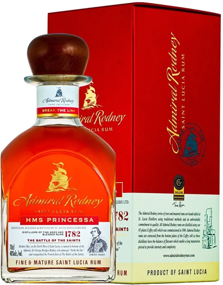 [DX3525] Rum HMS Princessa Saint Lucia Admiral Rodney poklon kutija 0,7 L
