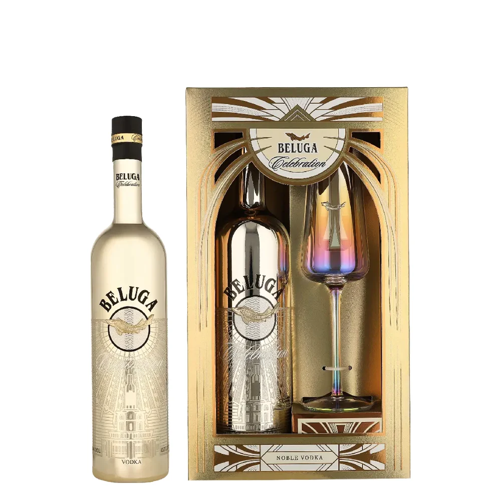 [DX11874] Votka Beluga Noble Celebration + Flute Glass poklon kutija 0,7 L