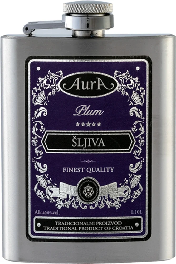 [DX9684] Voćna rakija Šljiva (sliva) Aura + flaška poklon kutija 0,1 L