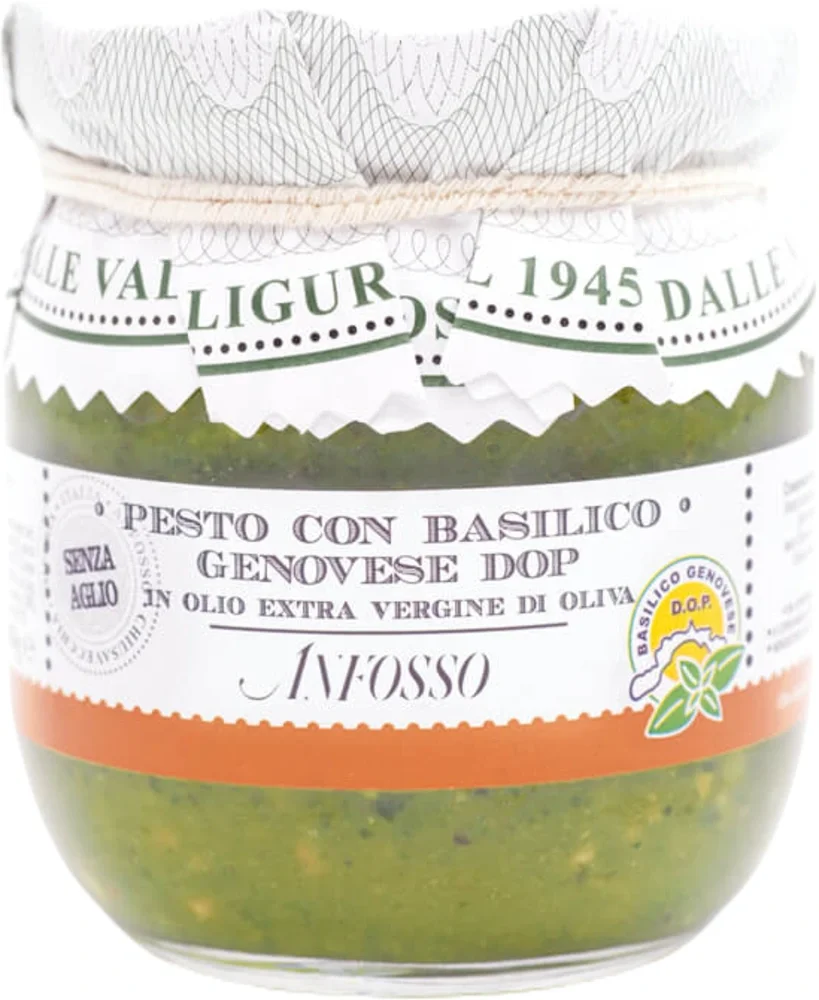 [DX3447] ZELENI PESTO S BAZILIKOM GENOVESE DOP S EKSTRA DEVIČANSKIM OLJČNIM ULJEM OLIO ANFOSSO 180 g
