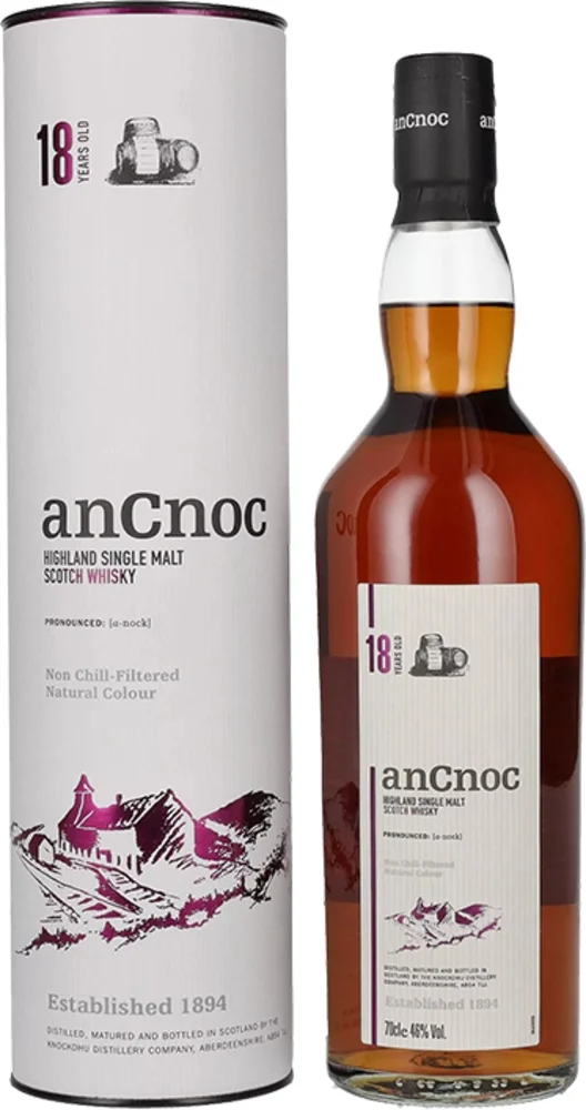 [DX3526] Škotski viski AnCnoc 18 Years Old Highland Single Malt poklon kutija 0,7 L
