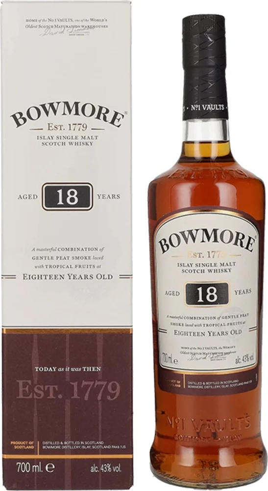 [DX179] Škotski viski Bowmore 18yo Single Malt poklon kutija 0,7 L