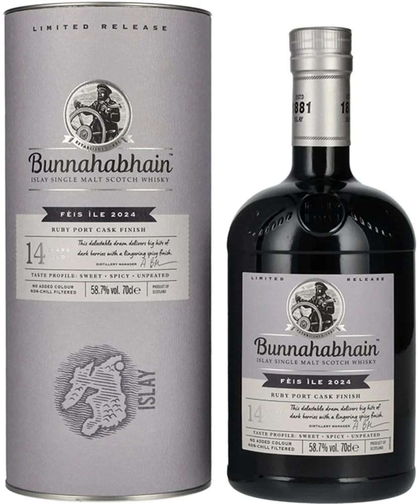 [DX6750] Škotski viski Bunnahabhain 14y RUBY PORT CASK Matured Limited Release poklon kutija 0,7 L