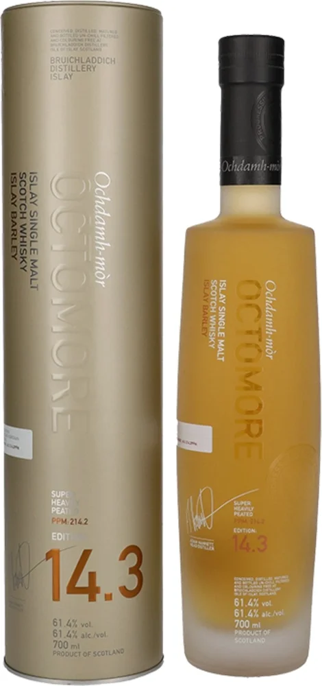 [DX3040] Škotski viski Octomore EDITION: 14.3 Super Heavily Peated Islay Barley poklon kutija 0,7 L