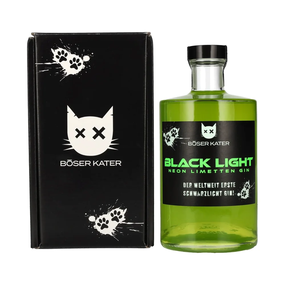 [DX12259] Gin Black Light Neon Limete Böser Kater poklon kutija 0,5 L